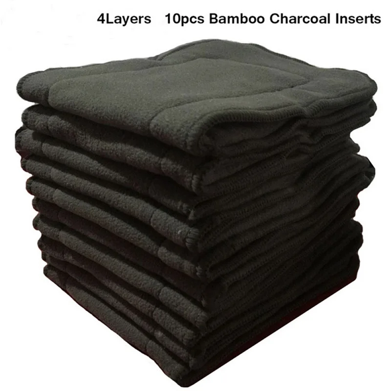 Ohbabyka Cloth Diaper Inserts 4 Layers Bamboo Charcoal Pocket Diaper Inserts Liners for Baby Cloth Nappy Couches Lavables