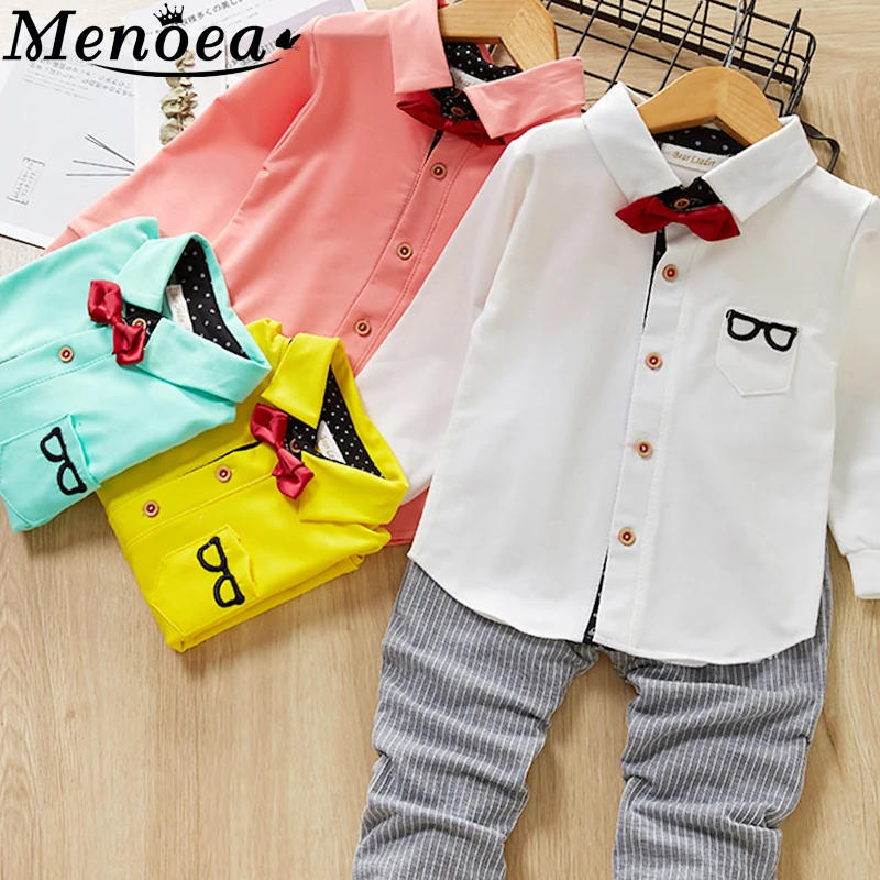 Menoea/ г., стильный осенний комплект одежды для мальчиков, футболка с принтом с героями мультфильмов+ штаны, одежда для малышей из 2 предметов костюм для младенцев Одежда для От 1 до 4 лет