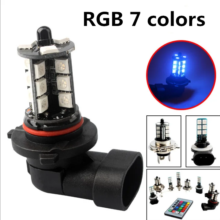 2 шт. RGB H11 H8 светодиодный светодиодные фары лампы 9005 HB3 9006 HB4 белые дневные ходовые огни DRL Противотуманные фары 6000K 12V дальнего света