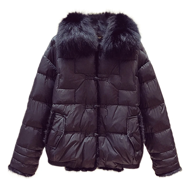 Fitaylor Women Coat 90% Duck Down Jacket Real Fox