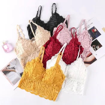 

Women Hollow Out Lace Bras Top Women Lingerie Sexy Lace Beauty Back Bras Padded Tank Tops