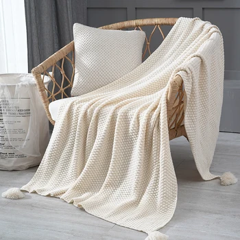 

Blankets for Beds Hand-knitted Sofa Blanket Photo Props Tassel Weighted Blanket Air Conditioning Blanket Chunky Knit Blanket