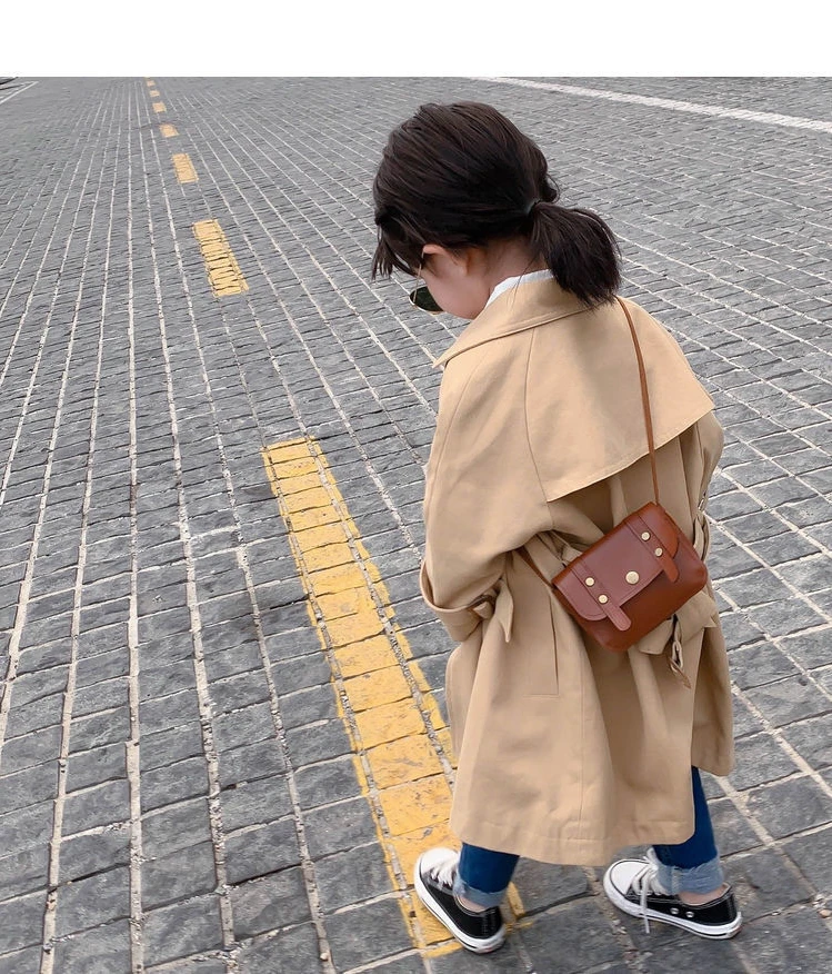 2021 New Boutique Autumn Fashion Kids Girl Long Trench Coats Toddler Baby Outerwear Children Clothing England Style Windbreaker