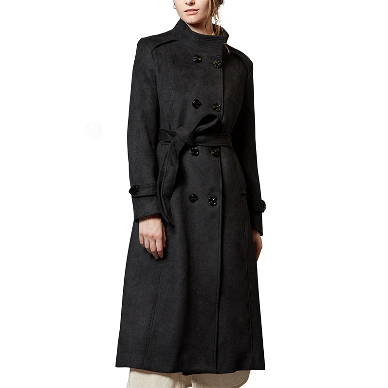 Escalier Nouveau Design Vogue Hiver Femmes Manteau Noir Manteau De Laine Avec Grand Col De Fourrure Manteau D Exterieur Chaud Avec Ceinture Livraison Gratuite Aliexpress