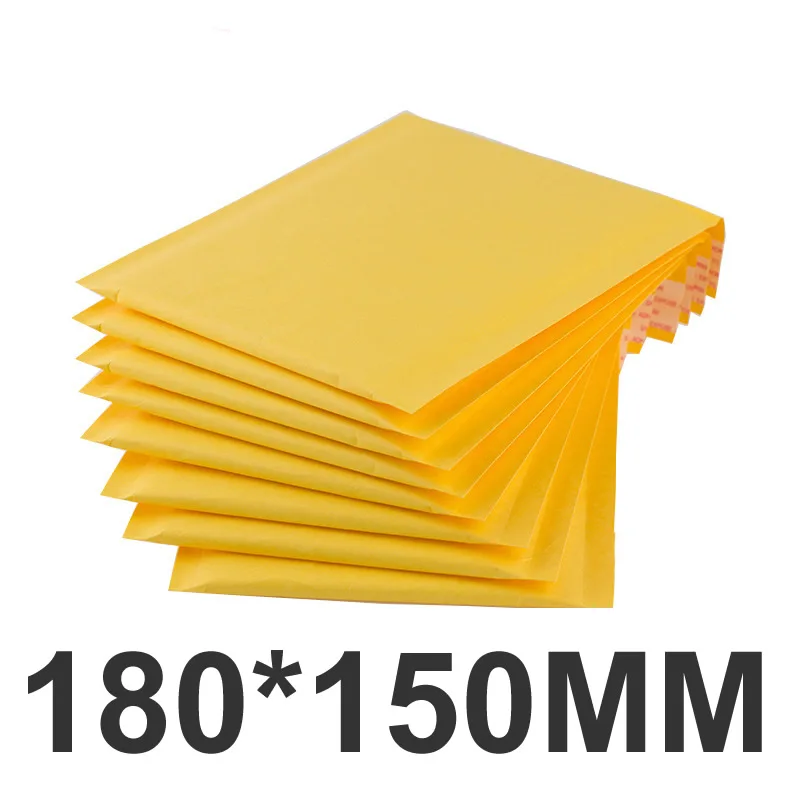 180x150mm 50 шт/партия крафт-бумага Пузырьковые Конверты Сумки почтальоны Мягкий почтовый конверт с пузырьковый почтовый пакет Прямая - Цвет: 180x150mm