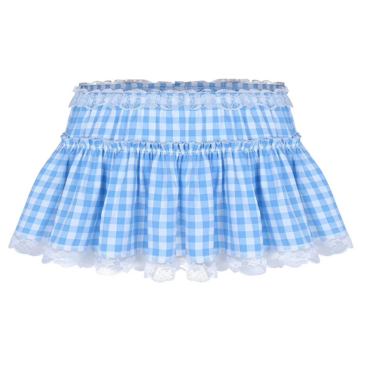 US Mens Sissy Ruffles Satin A-line Mini Skirt Crossdress Lace Hem Shorts Dress 