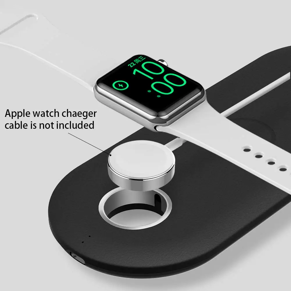3 в 1 Зарядная панель совместима с Apple Watch, Airpods, iPhone XS MAX XR X 8 Plus Qi Беспроводная зарядка Настольная панель