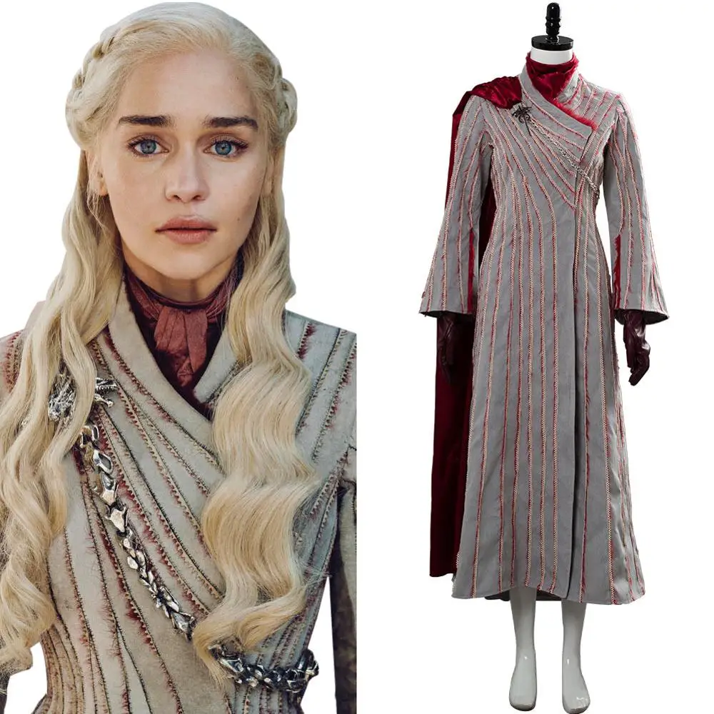 Игра престолов Daenerys Таргариен Косплей Костюм Сезон 8 Dany платье Драконий камень снежное платье наряд на карнавал костюм для мужчин и женщин