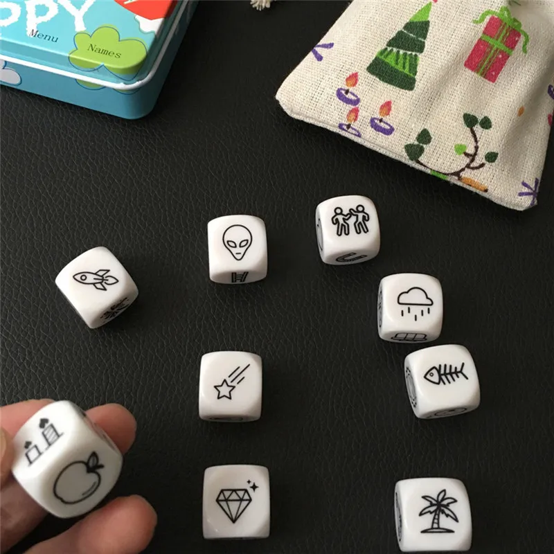 Говорящая история игральные кости обучающая игрушка металлическая коробка/сумка английские правила Семья/родители/вечернее удовольствие представить Развивающие игрушки для детей