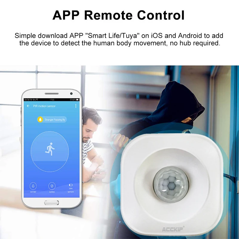 ACCKIP Wi-Fi Инфракрасный датчик движения из PIR Автоматический выключатель Беспроводной будильник дял дома для домашной безопастности датчик движения 360 г paдycoв