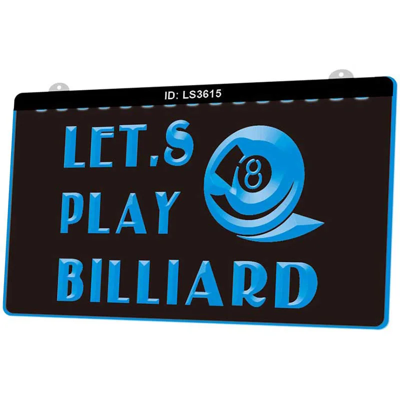LS3615 Lets Play Billiard новый 3D гравировальный светодиодный световой знак несколько