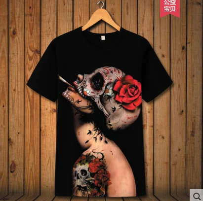 Футболки с коротким рукавом с принтом Tidal Skeleton beauty и мужская футболка Летняя одежда молодежная большая футболка - Цвет: 3
