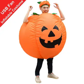 

ZISUEX Pumpkin Inflatable Costume Orange Blow Up Suit Sport Party Game Fat Cosplay Animal Fancy Dress Halloween Costume Jumpsuit