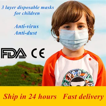 

3 Layer Kids Mask Disposable Masks White/Blue Child Face Mask Mouth CE FDA Anti Dust Virus Smoke Health Protect Washable Cotton