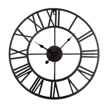 47CM Reloj de pared de Metal colgante Vintage Reloj de pared silencioso Número Romano de hierro reloj decorativo para sala de estar dormitorio cocina Offi