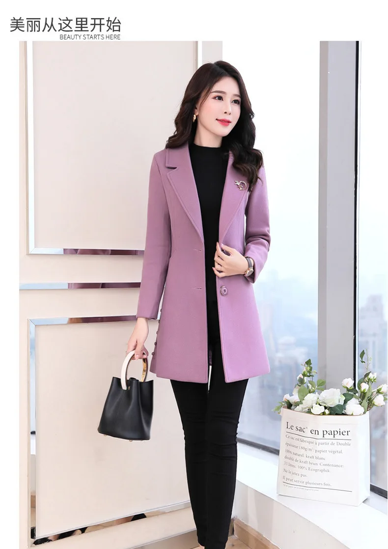 Осень и зима новая Mzyg1820-1 с брошью Женская шерстяная куртка в Корейском стиле Женская