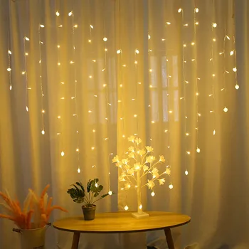

112 LED String Lights Fairy Love Heart Shape Pearl String Lights Love Curtain Light Garden Room Wedding Christmas Decorative