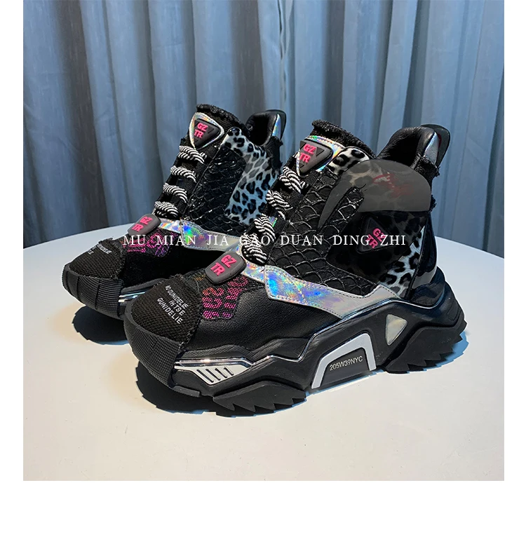 RY-RELAA women sneakers fashion high top sneakers ins wedge sneakers Genuine Leather rhinestone shoes white platform shoes
