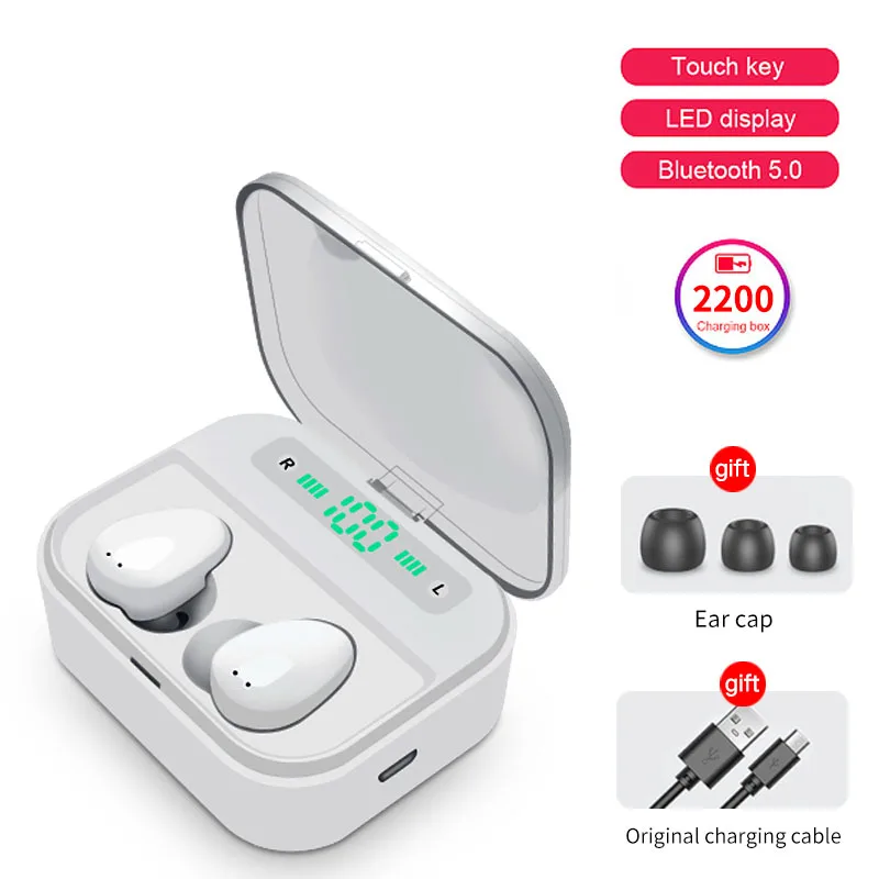 FBYEG TWS Bluetooth наушники спортивные беспроводные наушники стерео наушники 3D Мини вкладыши двойной микрофон с зарядным устройством Bluetooth V5.0 - Цвет: X7-WT