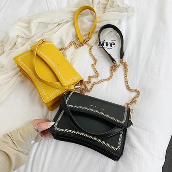 

Fashion bags for women 2020 solid color luxury square PU leather women's messenger bag bolsa handbag women sac a main
