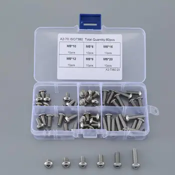 

60pcs 304 Stainless Steel M5 Pan Head Hex Combination Set Hexagonal Socket Head Cap Screw Combination Set