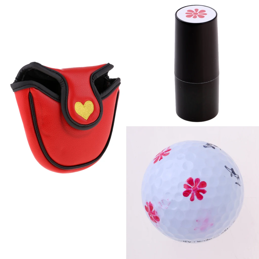 13x12 cm PU Leather Mallet Putter Headcover Center Putters Covers with One Complimentary Ball Stamp Stamper