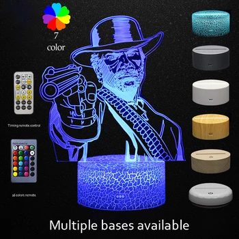 

Red Dead Redemption Series 3D Table Lamp Led Colorful Touch Remote Control Creative Holiday 3D Night Light