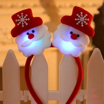 

Christmas Headband Headband Christmas Party Headband Sequins Luminous Double-headed Bear Style (3 Button Batteries)