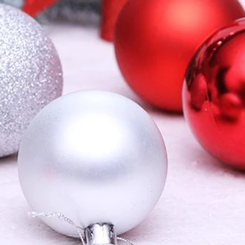 

18Pcs/box Christmas Tree Xmas Glitter Baubles Balls Decorations Baubles Ornament Red Silver Plastic Ball Home Store Window Decor