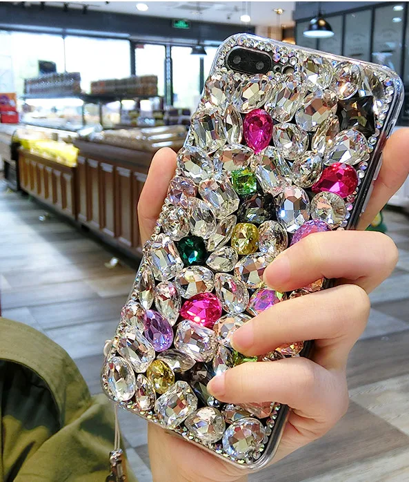 

For Samsung Note 10 Plus Big Stone Cover Rhinestone Case For Samsung S10 5G S9 S8 S7 Edge A6 A7 A8 A9 2018 Capa Coque