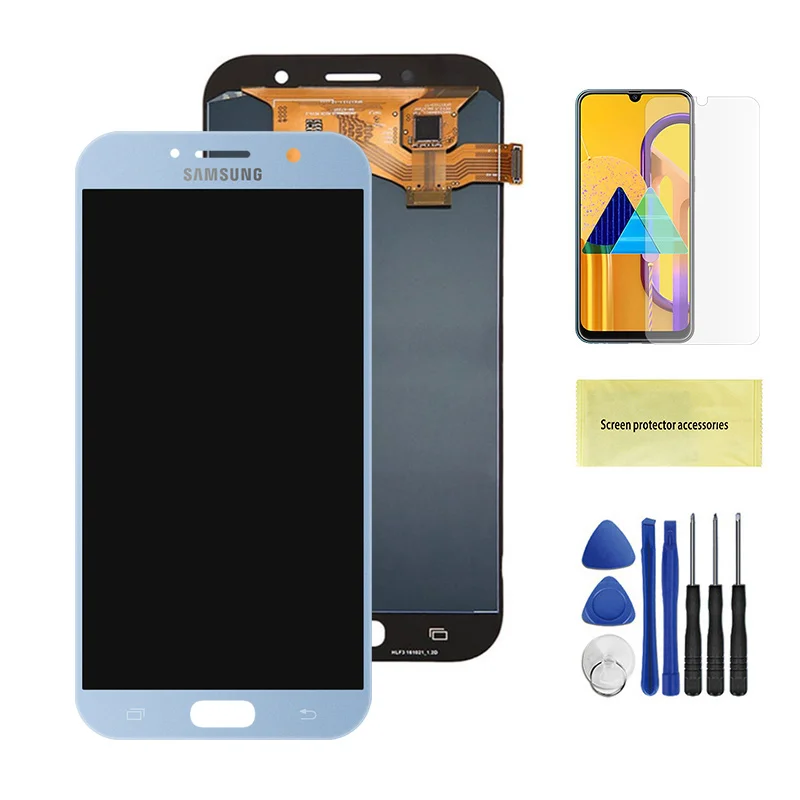 Протестированный дисплей для телефона для Samsung Galaxy A7 A720 A720F A720M ЖК-дисплей s кодирующий преобразователь сенсорного экрана в сборе ЖК-дисплей Замена - Цвет: TFT Ligt blue