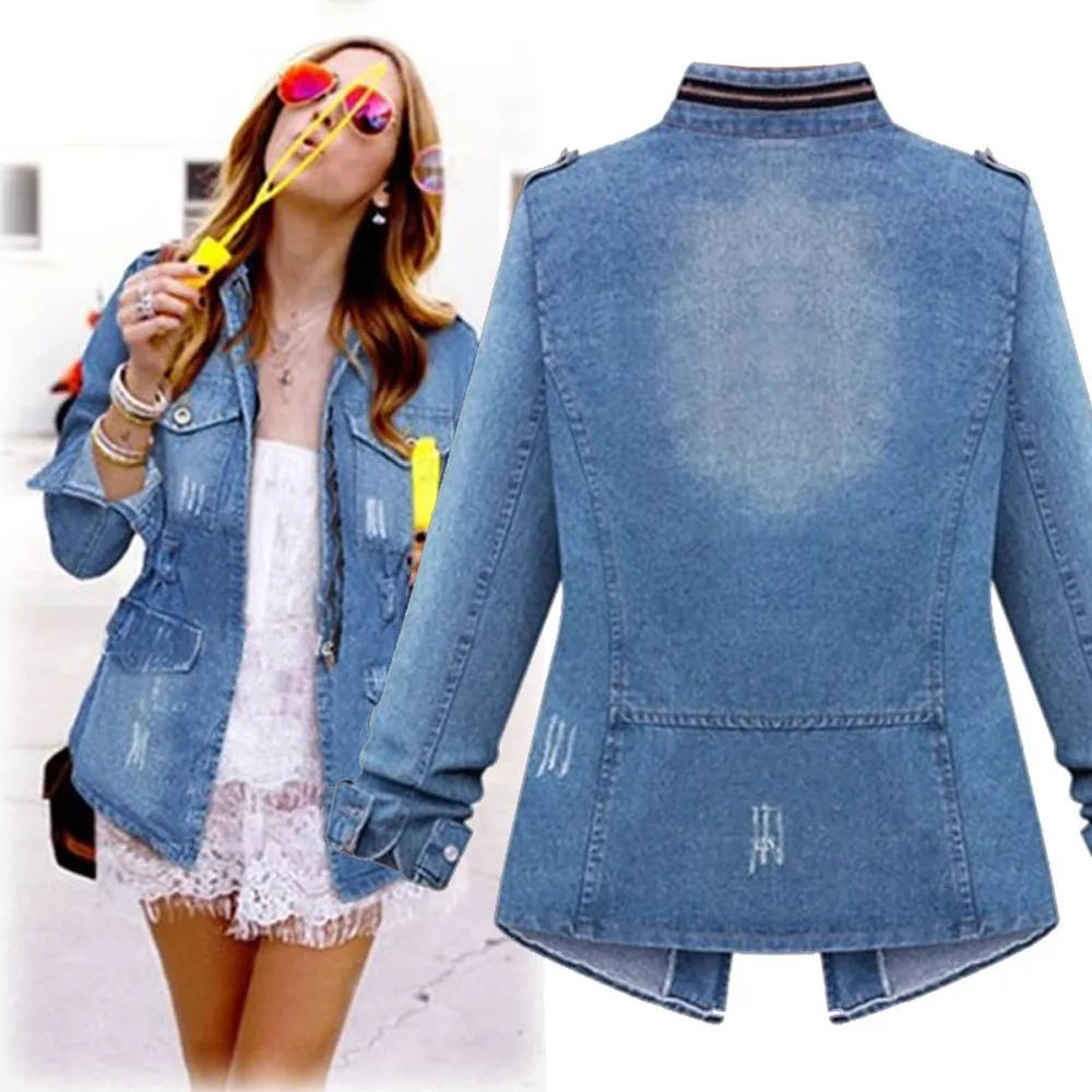 lower price  Casual Women Warm Slim Jacket Thick Parka Overcoat Winter Outwear Zipper Pockets Coat Female Denim 