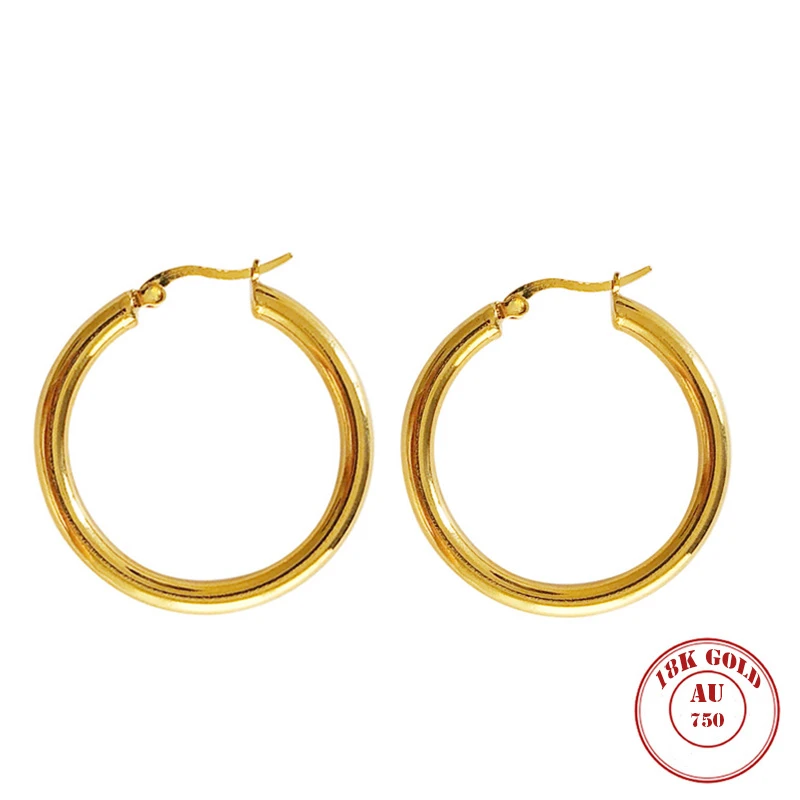 MADALENA pendientes de puro de 18k mujer, aretes colgantes estilo Simple, círculo redondo| | - AliExpress