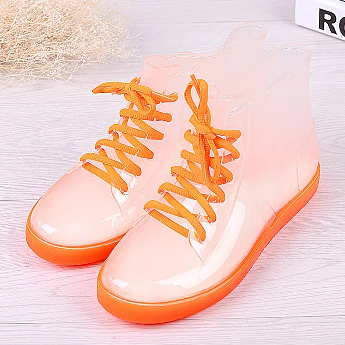 

2019 Autumn and winter transparent rain boots female non-slip adult rubber shoes short tube fashion tide boots water shoes boots