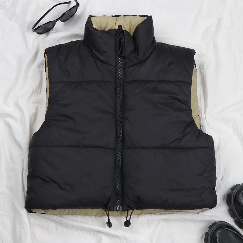 Cropped Vests For Women Winter Coat Warm Vest Down Jacket Female Sleeveless Parkas Short Waistcoat Ladies Down Coat Gilet Femme long green puffer coat Coats & Jackets