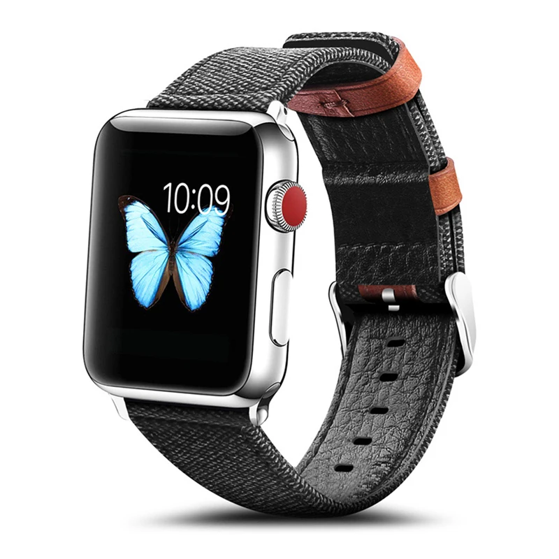 Ткань и натуральная кожа ремешок для apple watch 5/4/3/2/1 полоса 40 мм 44 мм, 38 мм, 42 мм, iwatch, версия браслет wristbelt аксессуары