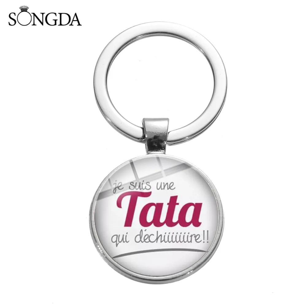 SONGDA Новая мода супер ТАТА брелок французский Искусство Письмо стекло кулон брелок держатель для Maitresse учительница тетя ювелирный подарок