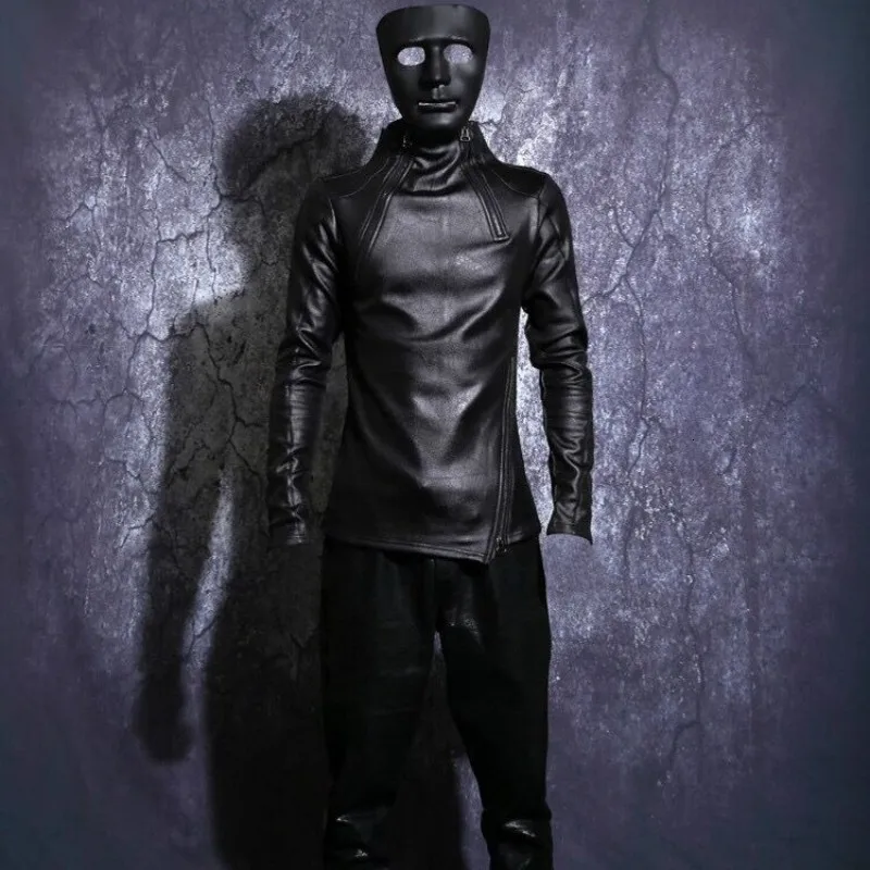 Herfst Winter Mannen Stand Kraag Warme Fleece Voering Jas Trui Gothic Slim Fit Punk Jas Zwarte Motorfiets Pu Leren Jas Herfst Winter Mannen Stand Kraag Warme Fleece Voering Jas Trui Gothic Slim Fit Punk Jas Zwarte Motorfiets Pu Leren Jas
