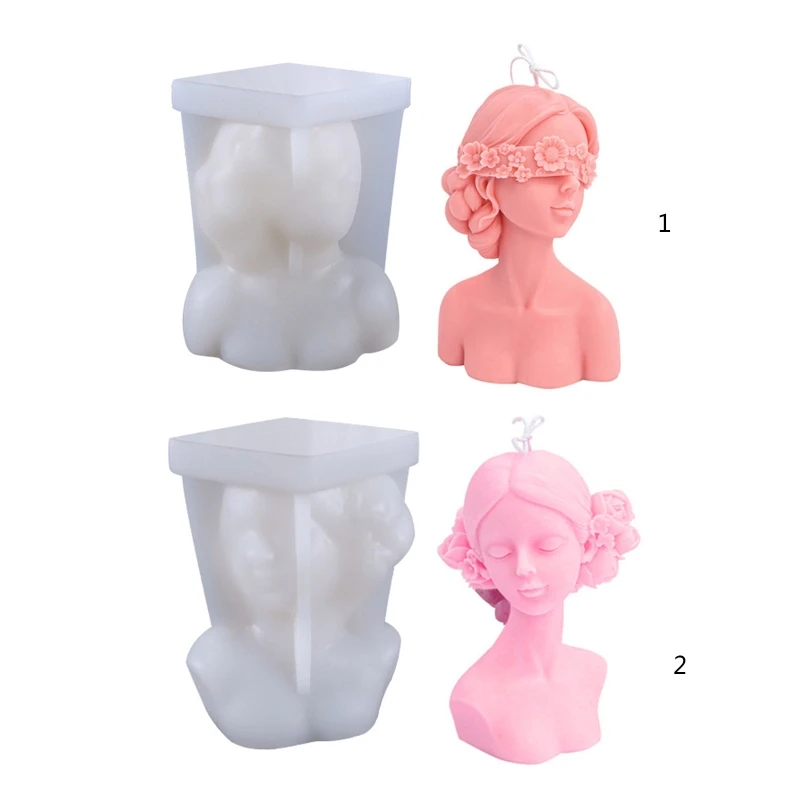 

Eyes Closed Girl Clay Candle UV Crystal Epoxy Resin Mold Aromatherapy Plaster Silicone Mould DIY Crafts Home Decorations