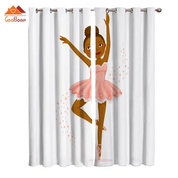 

Cartoon Ballet Girl Window Curtains Living Room Outdoor Fabric Drapes Curtain Home Decor