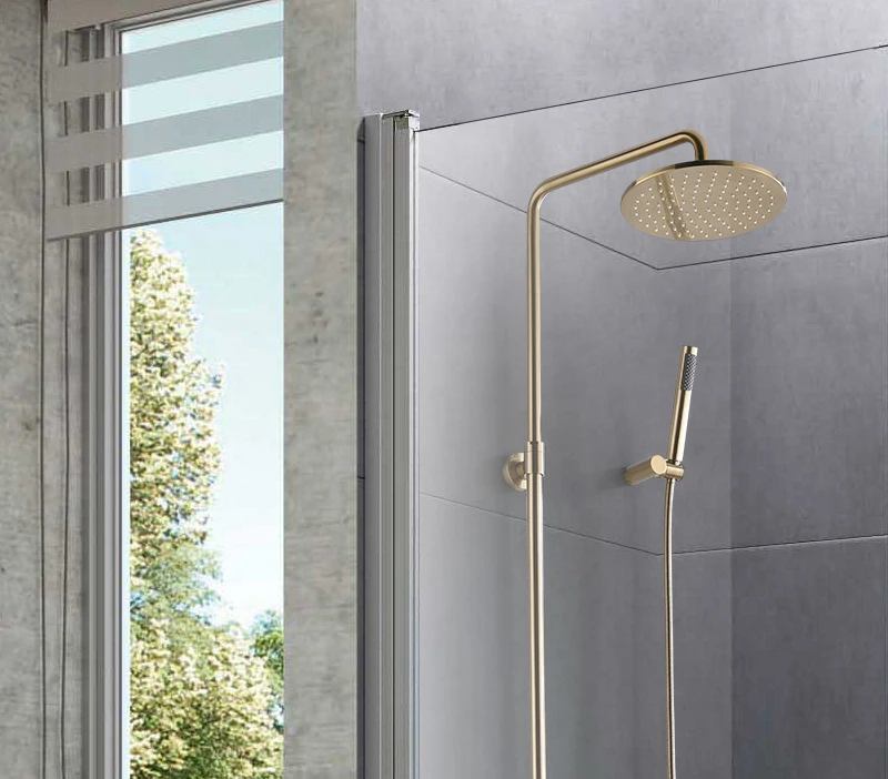 Brushed Gold Shower System  10 Shower Faucet Set Bathroom Rain Shower head and 3-Setting Handheld Shower Head Set (4)