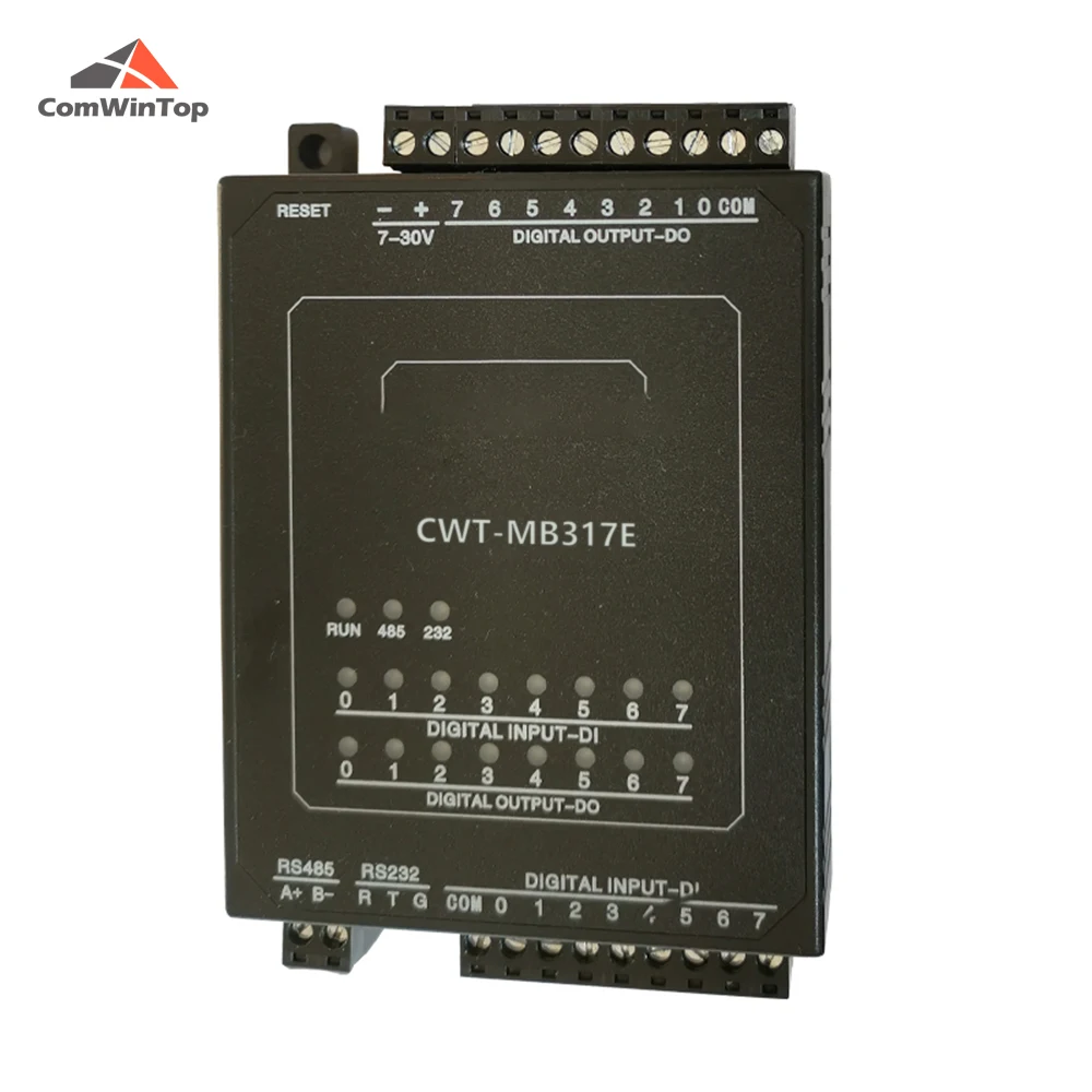 CWT-MB317E 8DI + 8DO (Силовые транзисторы NPN) RS485 RS232 Ethernet Modbus Rtu отложным воротником Tcp