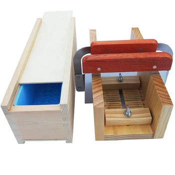 

Soap Loaf Cutting Making Molds Wooden Kit with Rose Silicone Mold Wood Box Adjustable Cutter Mold 2 Pcs Straight
