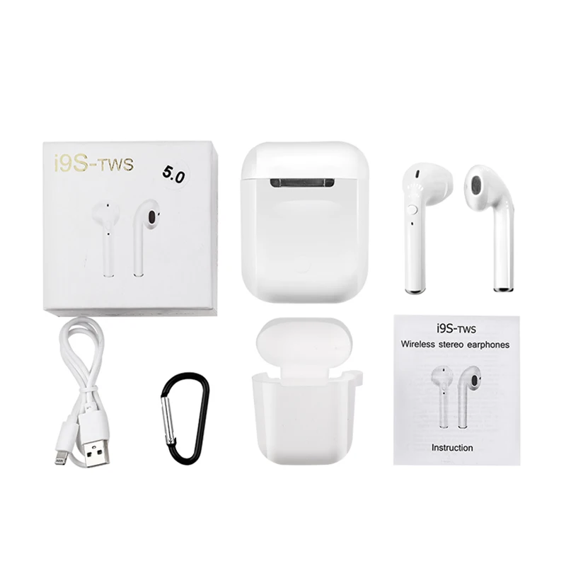 With Box 1PCS I9s TWS Bluetooth 5,0 наушники настоящие беспроводные наушники гарнитура Bluetooth наушники с микрофоном Стерео Eirpods зарядное устройство коробка для Xiomi - Цвет: With Box 1PCS