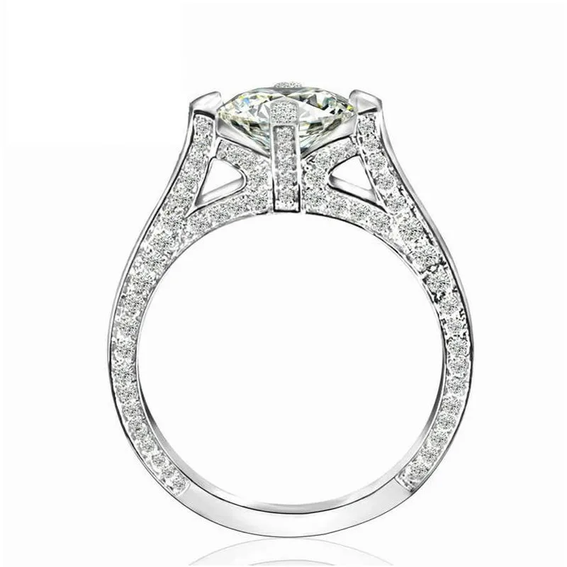 Твердые 14 к 585 Белое золото центр 0.8ct 6 мм сердца и стрелы огранки EF цвет Муассанит Обручальные кольца для женщин