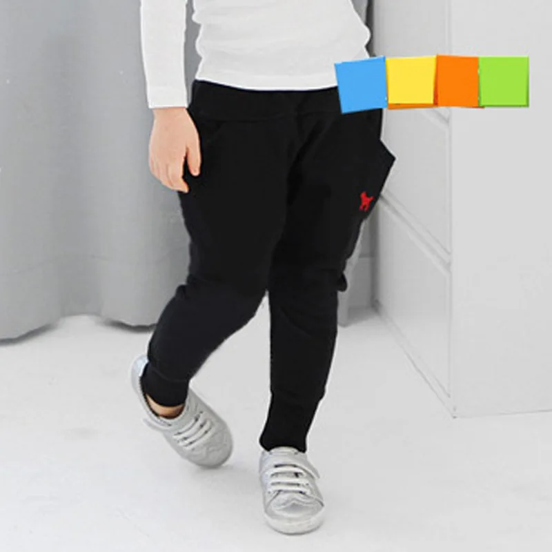 

2019 Spring And Autumn BOY'S Girls Looped Pile Embroidered Puppy Harem Pants Children Casual Trousers a Generation of Fat