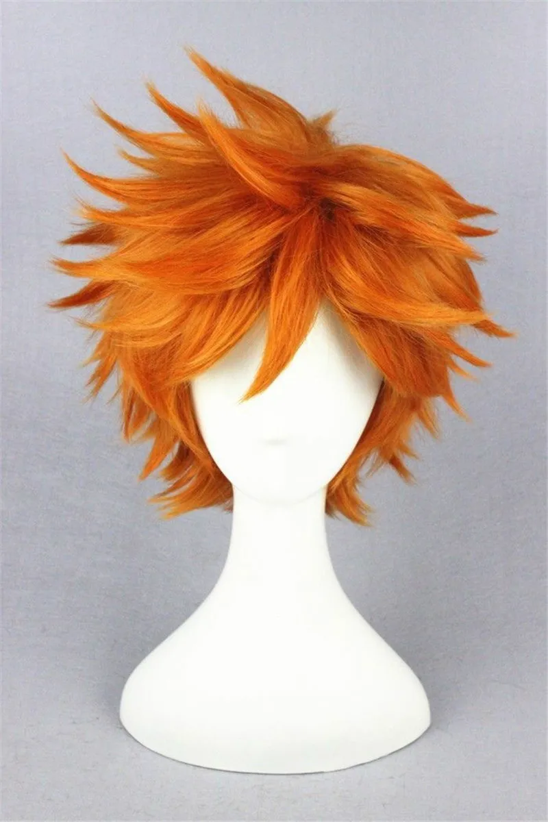 

Anime Haikyuu!!Hinata Syouyou Short Orange F Layered Cosplay Wigs Heat Resistant Synthetic Hair Anime Wig + Wig Cap