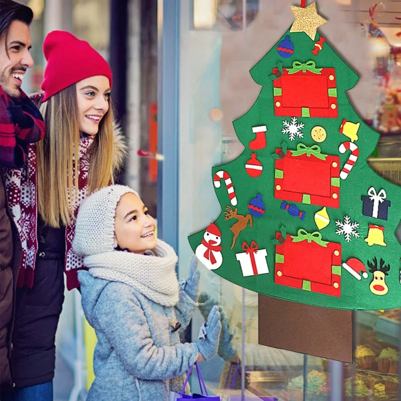 DIY Christmas Tree Kids DIY Felt With Ornaments Freely Paste Wall Hanging Christmas Trees Kids Tollder Felt Christmas Gifts