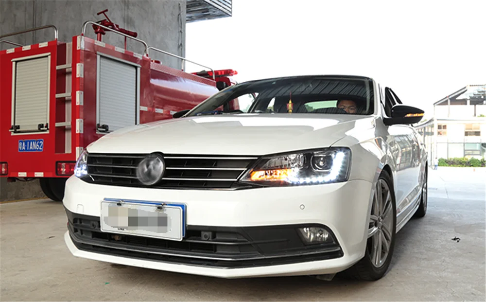 Пара для jetta светодиодный фары 2012- jetta HID фары биксеноновые фары Противотуманные фары Дневные ходовые огни двойные линзы