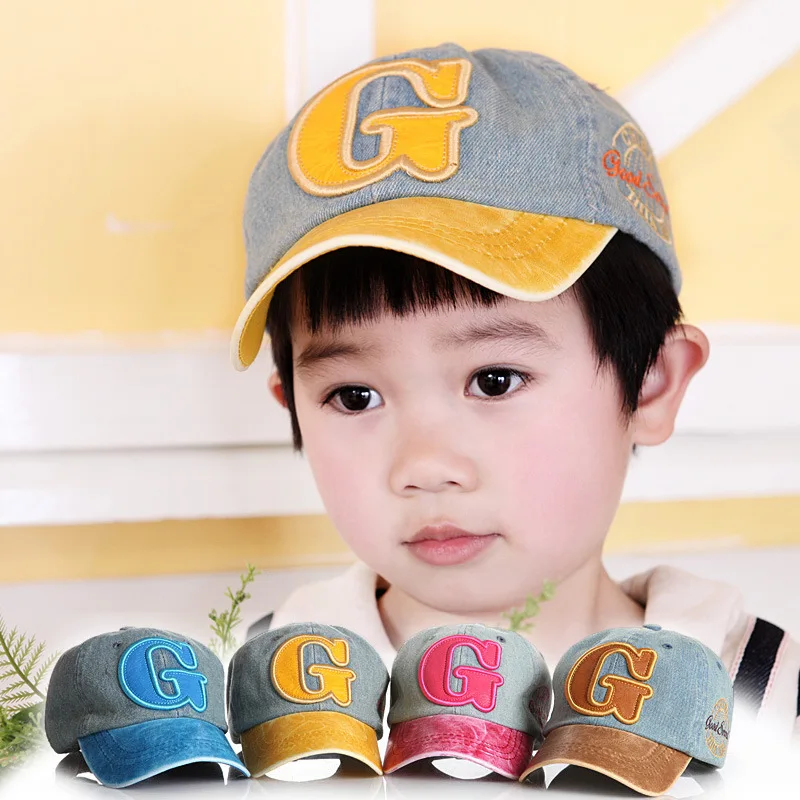 

Hua nav Spring New Style Children Cowboy G Lettered Baseball Cap Baby Cricket-cap Hat Hide Substance Fashion Hat